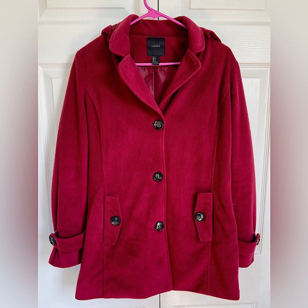 Ruby Red Pea Coat - Picture 1 of 2